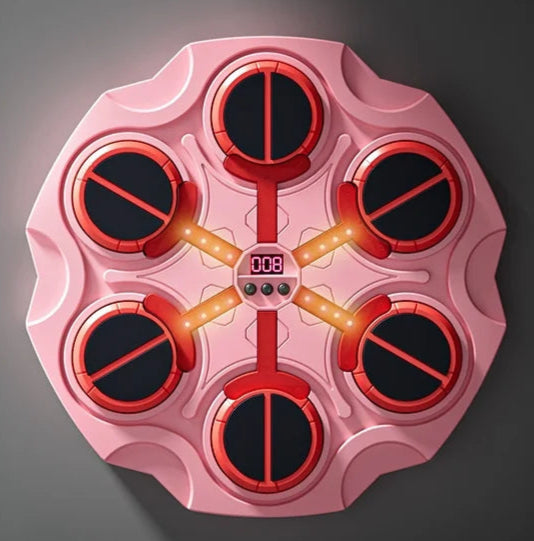 machine de boxe musicale rose
